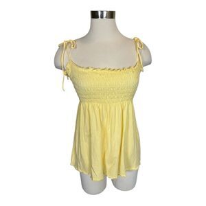 Zoey Beth Y2K Ruched Yellow Babydoll Top Sz M